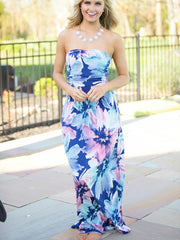 Sexy Vest Backless Print Maxi Dresses