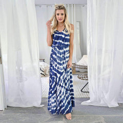 Fashion Vest Stripe Print Sleeveless Maxi Dresses