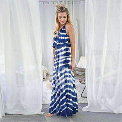 Fashion Vest Stripe Print Sleeveless Maxi Dresses