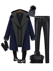 Fashion Woman Thick Pattern Long Winter Coat Woolen Overcoat