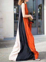 Sleeveless patchwork elegant maxi dresses