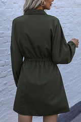 Fashion Street Solid Patchwork Turndown Collar A Line Dresses Skater Dresses