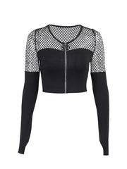Solid Zip Up Mesh Jacket