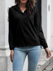 Fashion Solid Button Up Turn Collar Blouses