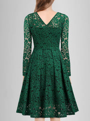 Solid Lace Scallop Trim Long Dresses