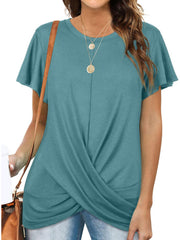 Solid Twist Hem Loose T-shirt