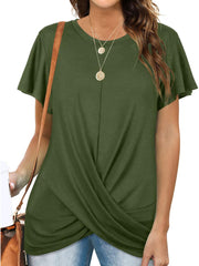 Solid Twist Hem Loose T-shirt