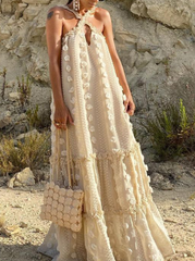 Fashion Solid Halter Cake Skirt Dresses Vacation Dresses