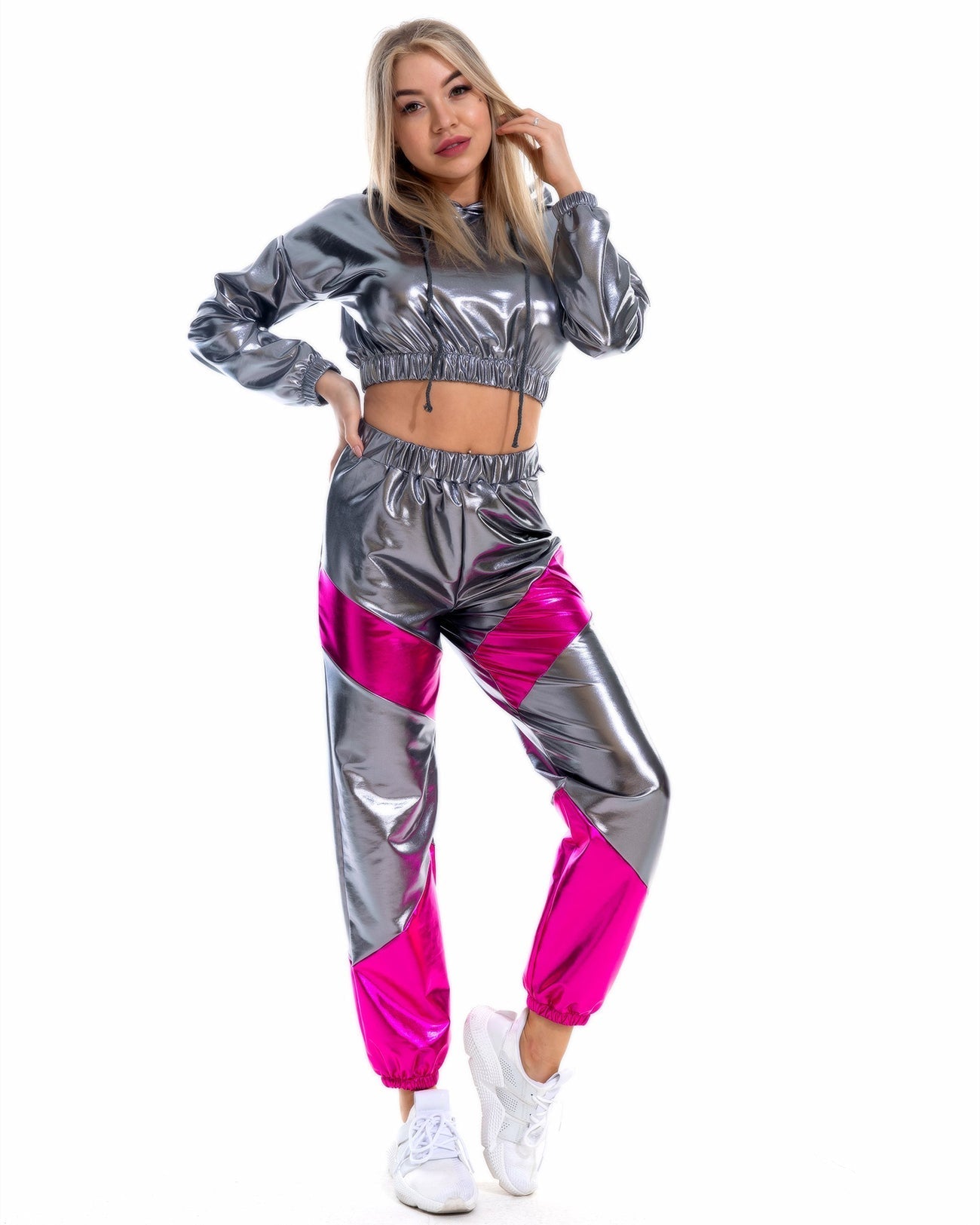 Patent Leather Cropped Hooded