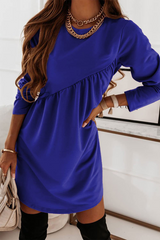 Fashion Solid Patchwork O Neck Straight Dresses Skater Dresses