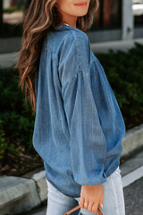 Fashion Solid Buckle V Neck Tops Blouses