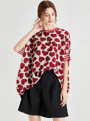 Silk Print Loose Short-Sleeved T-Shirt