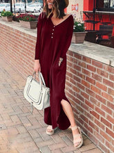 Fashion women solid button long sleeve maxi dresses