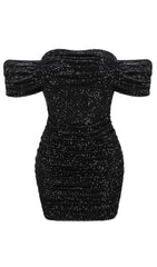 SEQUINS MINI DRESS IN BLACK