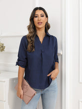 Loose Solid Color Long Sleeve Label Blouse