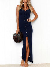 Solid Color Condole Belted Maxi Dress