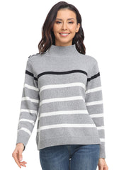 Striped High Neck Pullover Sweater