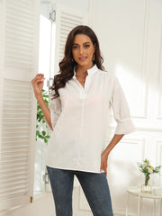 Solid Color Casual Half Sleeve Blouse