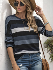 Striped All Match Casual Round Neck T-Shirt