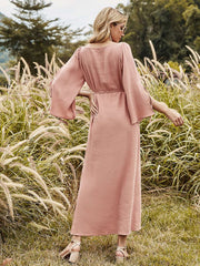 Split long skirt of tall waist pure color dress