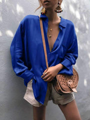 Fashionable Long-Sleeved Plain Blouses