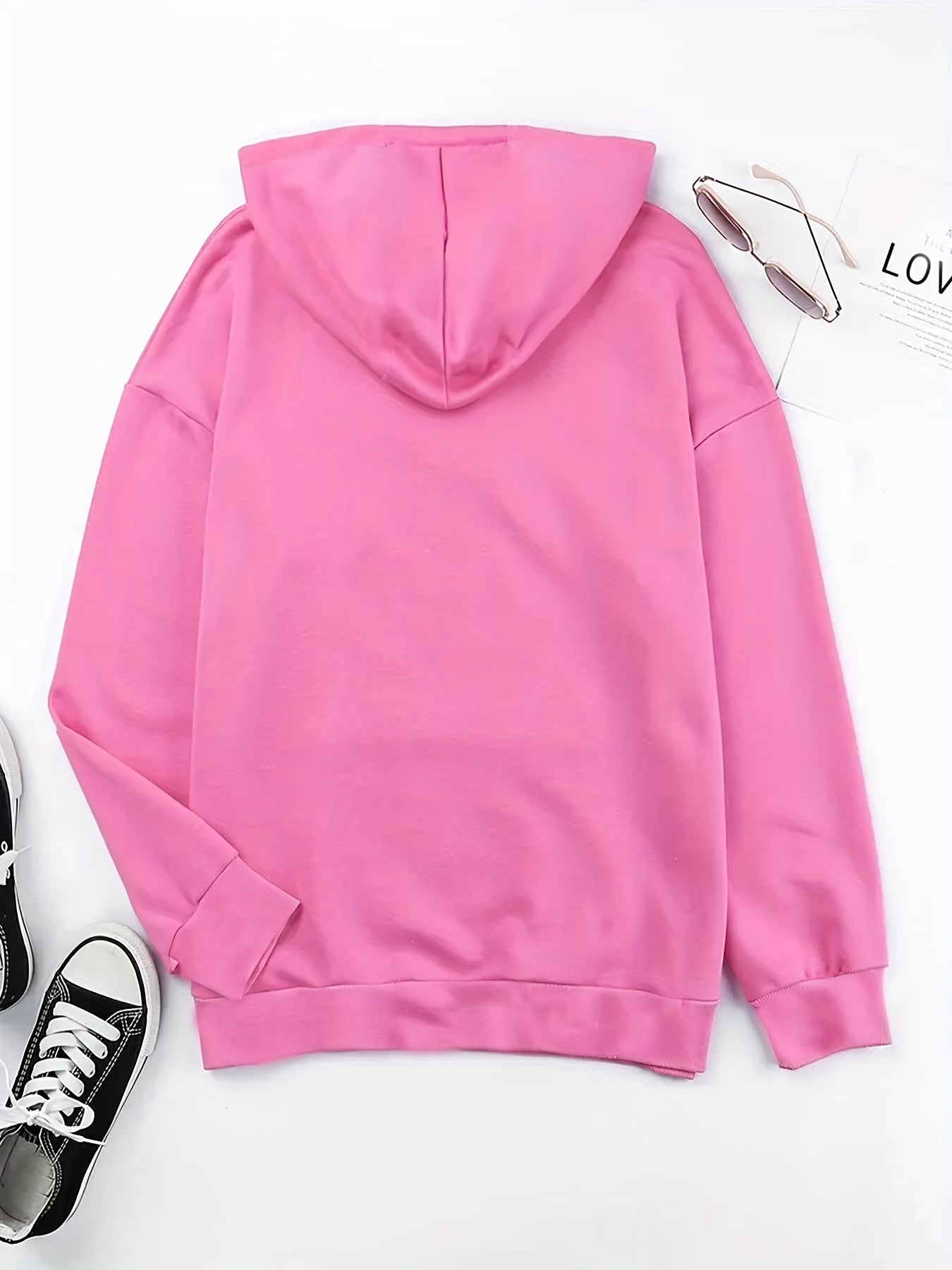 Plus Size Casual Sweatshirt, Women's Plus Solid Cut Out Long Sleeve Slight Stretch Drawstring Hoodie With Pocket