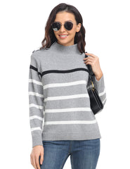 Striped High Neck Pullover Sweater