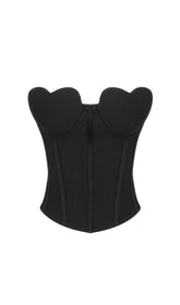 STRAPLESS CORSET CROPPED TOP IN BLACK