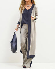 Cardigan Sets 3 Piece Pants Suits Dressy Casual Long Sleeve Lounge Sets Loose Fit Pajamas Set