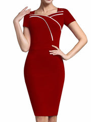 Square Neck Plain Lady Bodycon Dress