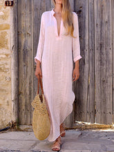 Split Neck Plain Maxi Dress