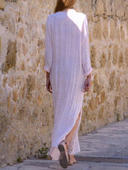 Split Neck Plain Maxi Dress