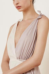 Fashion V Collar Split Joint Chiffon Maxi Dress