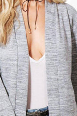 Snap Front Plain Casual Cardigans