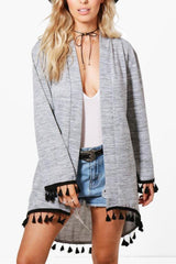 Snap Front Plain Casual Cardigans
