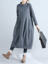 Shift Solid Casual Paneled Long Sleeve Dress