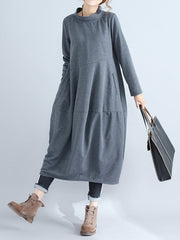 Shift Solid Casual Paneled Long Sleeve Dress
