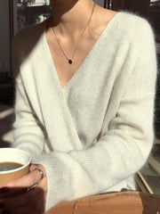 Fashion V Neck Cross Bandage Slim Knitted Dresses