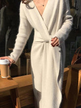 Fashion V Neck Cross Bandage Slim Knitted Dresses