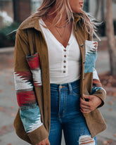 Aztec Lapel Long Sleeve Western Jacket