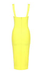 SPLIT MIDI DRESS IN YELLOW