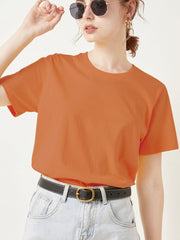Fashion Casual Solid Color Round Neck Loose Short Sleeve T-Shirt