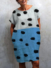 Short Sleeve Polka Dots Casual Dress