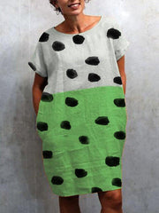 Short Sleeve Polka Dots Casual Dress