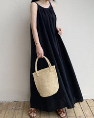 Ankle-length Sleeveless Tank Top Cotton Linen Dress