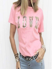Short Sleeve Round Neck Printed Love T-shirts