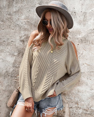 Cable Knit Cold Shoulder Sweaters