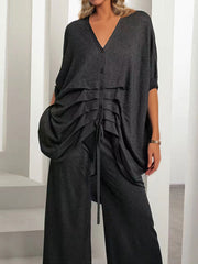 Loose Fashion Silk Pleated Lrregular T-Shirt