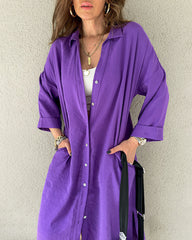 Button Long Pocket Shirt Casual Dress