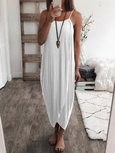 Solid color loose irregular hem strap maxi dresses